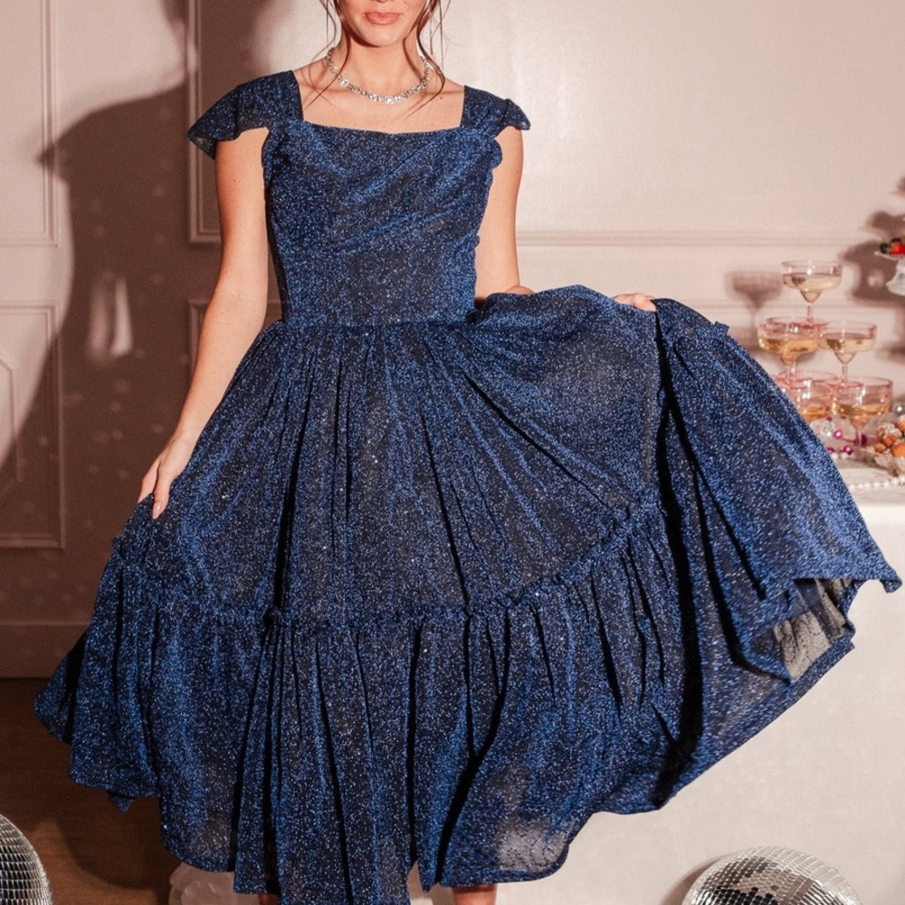 I Feel Pretty Dress in Navy Sequin Ivy City 20W